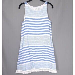 Vineyard Vines Women’s Dress 4 LINEN Blend Martha's Striped Blue White Cap Shift